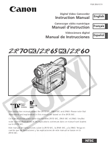 Mode d’emploi Canon ZR65MC Caméscope