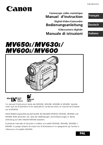 Mode d’emploi Canon MV600 Caméscope