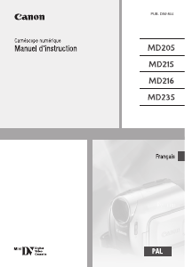 Mode d’emploi Canon MD215 Caméscope