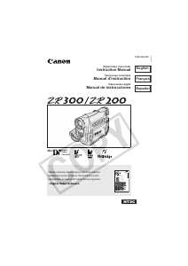 Mode d’emploi Canon ZR300 Caméscope