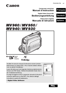 Mode d’emploi Canon MV950 Caméscope