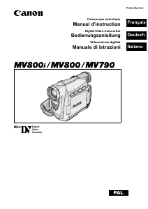 Mode d’emploi Canon MV800 Caméscope