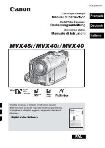 Mode d’emploi Canon MVX40 Caméscope