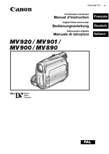 Mode d’emploi Canon MV890 Caméscope