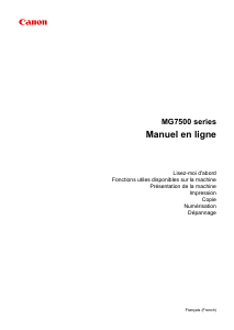 Mode d’emploi Canon Pixma MG7751 Imprimante multifonction