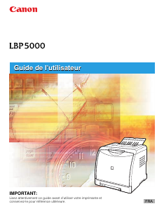 Mode d’emploi Canon i-SENSYS LBP5000 Imprimante