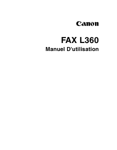 Mode d’emploi Canon FAX-L360 Télécopieur