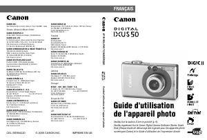 Mode d’emploi Canon IXUS 50 Appareil photo numérique