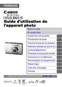 Mode d’emploi Canon IXUS 860 IS Appareil photo numérique