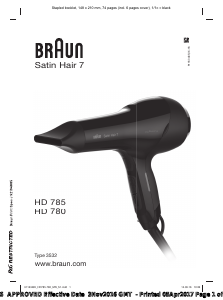 Priručnik Braun HD 780 Satin Hair 7 Sušilo za kosu