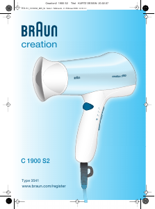 Kullanım kılavuzu Braun C 1900 S2 Creation Saç kurutma makinesi