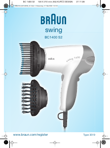 Kullanım kılavuzu Braun BC Swing 1400 S2 Saç kurutma makinesi