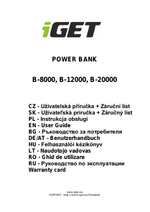 Manuál iGet B-20000 Přenosná nabíječka