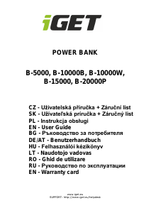 Vadovas iGet B-20000P Nešiojamasis įkroviklis