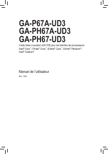 Mode d’emploi Gigabyte GA-P67A-UD3 Carte mère