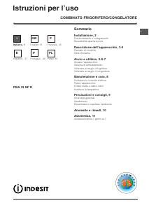 Manuale Indesit PBA 33 NF D Frigorifero