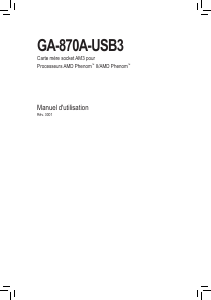 Mode d’emploi Gigabyte GA-870A-USB3 Carte mère