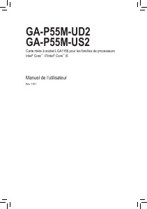 Mode d’emploi Gigabyte GA-P55M-UD2 Carte mère