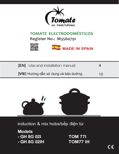 Handleiding Tomate GH 8H 02I Kookplaat