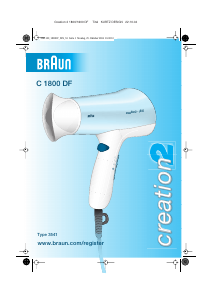 Kullanım kılavuzu Braun C 1800 DF Creation 2 Saç kurutma makinesi