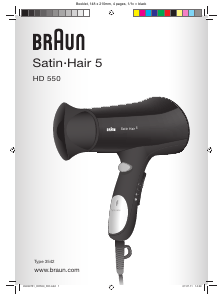 Manual Braun HD 550 Satin Hair 5 Uscător de păr