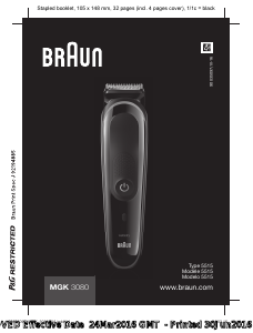 Mode d’emploi Braun MGK 3080 Tondeuse à barbe