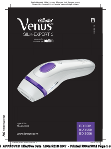 Mode d’emploi Braun BD 3001 Gilette Venus Silk-Expert 3 Epilateur à lumière pulsée