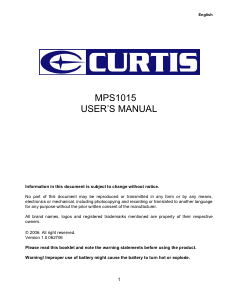 Handleiding Curtis MPS1015 Mp3 speler