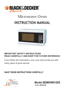 Manual Black and Decker BDMOW012 Microwave
