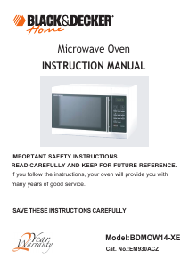 Manual Black and Decker BDMOW014 Microwave
