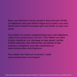 Mode d’emploi Sony Ericsson W760i Téléphone portable