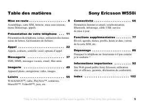 Mode d’emploi Sony Ericsson W550i Téléphone portable