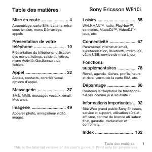 Mode d’emploi Sony Ericsson W810i Téléphone portable