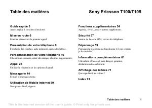 Mode d’emploi Sony Ericsson T100 Téléphone portable