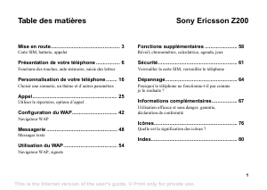 Mode d’emploi Sony Ericsson Z200 Téléphone portable