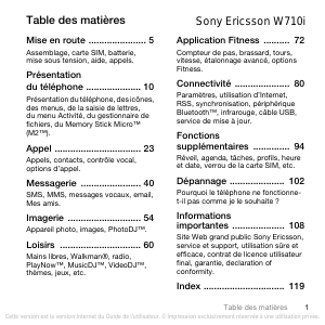 Mode d’emploi Sony Ericsson W710i Téléphone portable