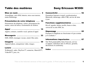 Mode d’emploi Sony Ericsson W300i Téléphone portable