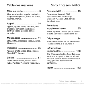 Mode d’emploi Sony Ericsson W660i Téléphone portable