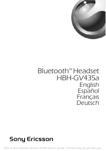 Manual de uso Sony Ericsson HBH-GV435a Headset