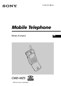 Mode d’emploi Sony CMD-MZ5 Téléphone portable