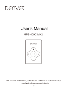 Instrukcja Denver MPS-409C MK2 Odtwarzacz Mp3
