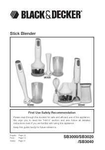 Manual Black and Decker SB3000 Hand Blender