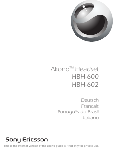 Manual Sony Ericsson HBH-600 Akono Auscultador com microfone