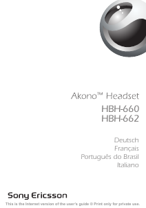Manual Sony Ericsson HBH-662 Akono Auscultador com microfone