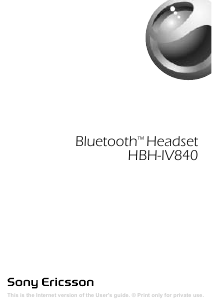 Manual de uso Sony Ericsson HBH-IV840 Headset