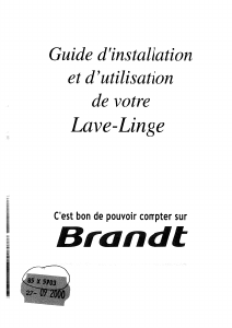 Mode d’emploi Brandt WTM0915F Lave-linge