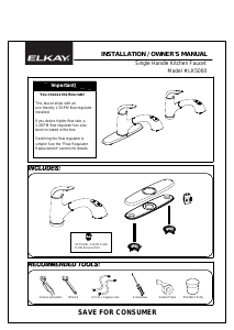 Manual Elkay LK5000 Faucet