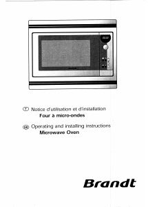 Manual Brandt ME230BE1 Microwave
