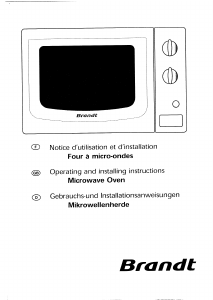 Manual Brandt MEE51B1E Microwave