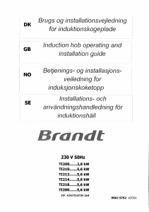 Brugsanvisning Brandt TI212BT1 Kogesektion